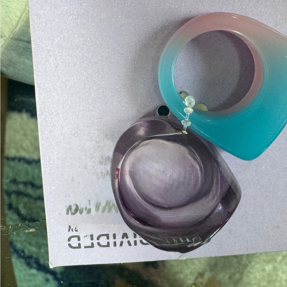 Purple and Blue Resin Rings with Green Accents - Picture 3 of 5
